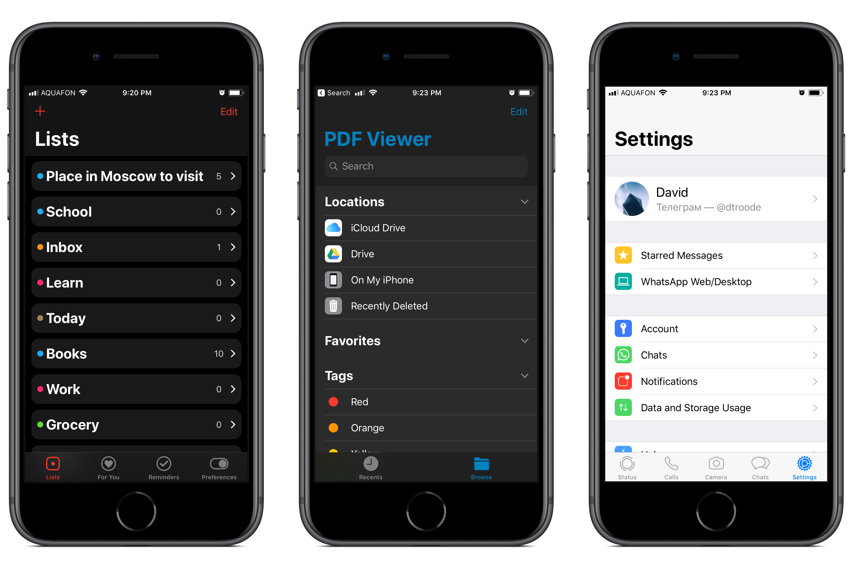 Memento, PDF Viewer и WhatsApp