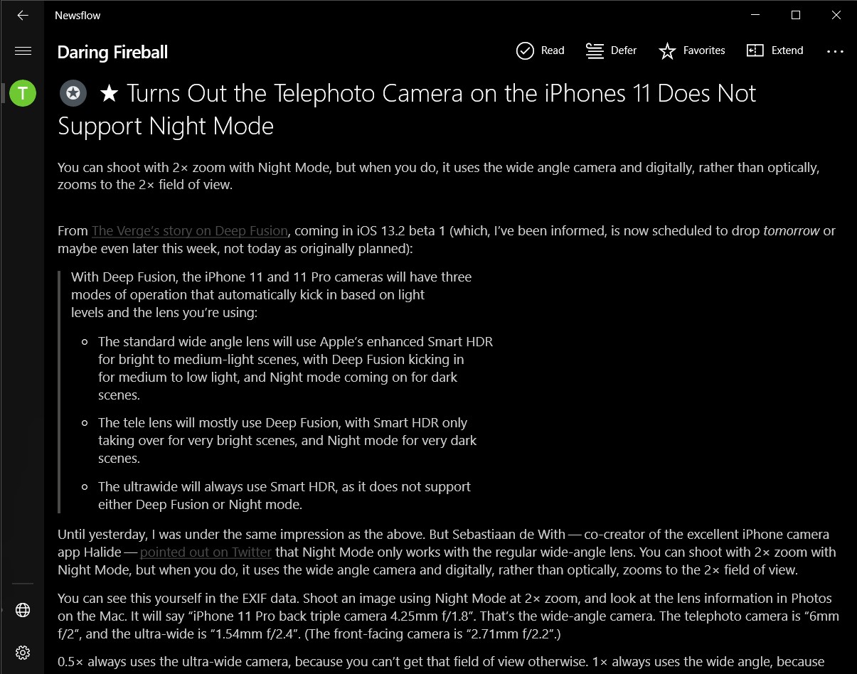 А это я читаю Грубера в читалке Newsflow для Windows